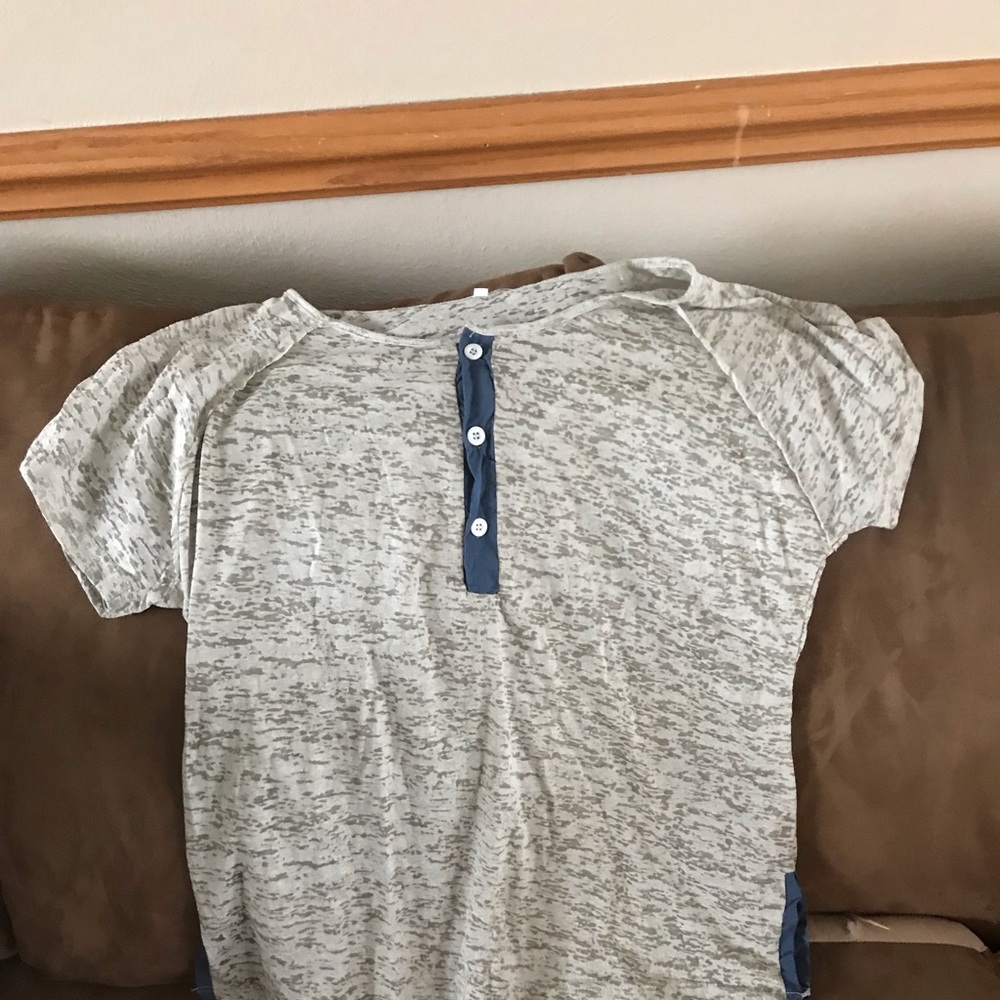 Sheer Heather Gray Half Button Down Shirt